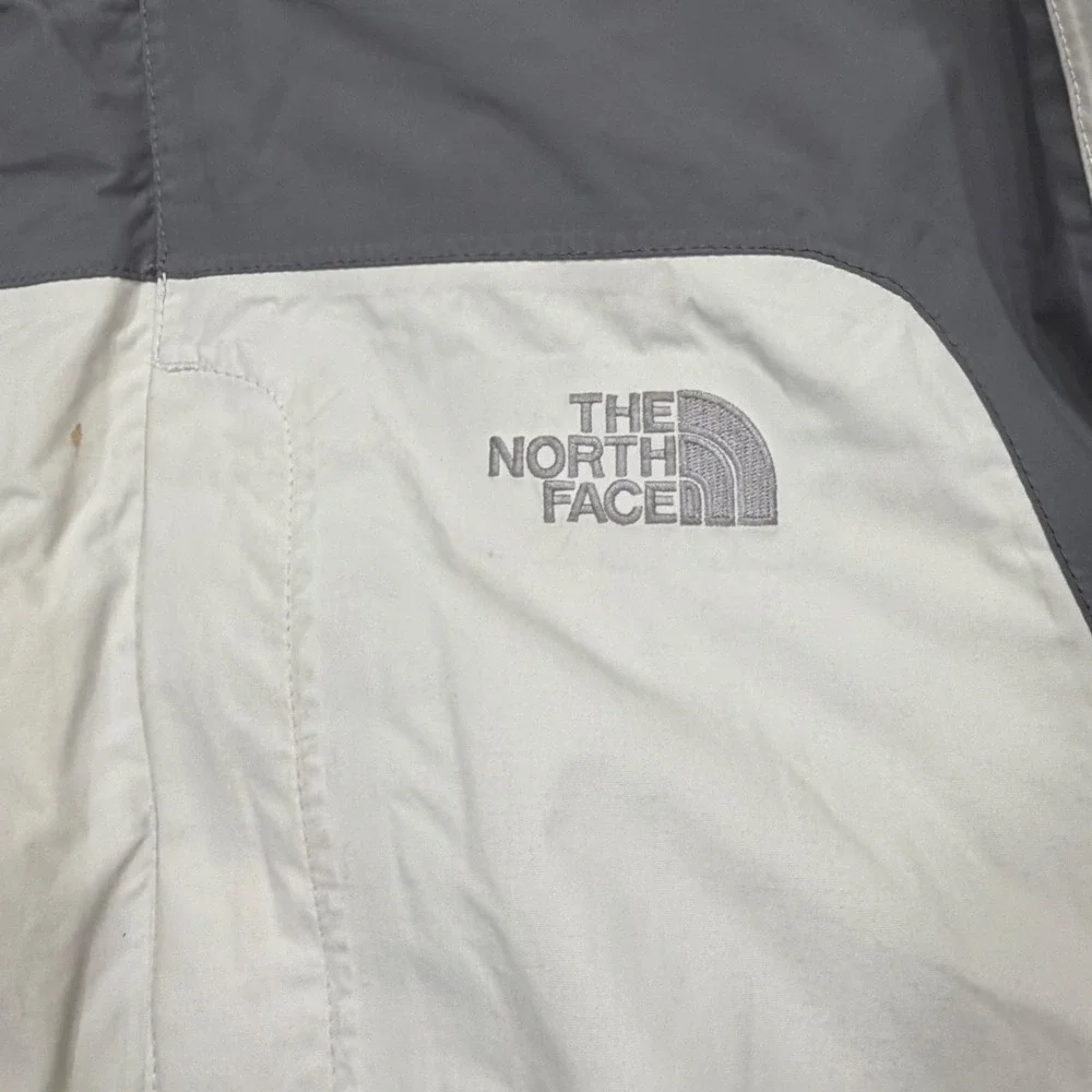 The North Face HyVent Ski Jacket Mens XL White Grey Orange Colorblock Waterproof